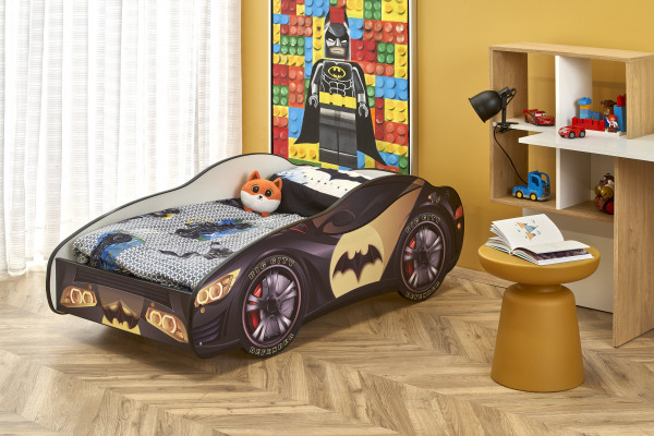 Łóżko BATCAR dziecięce wielobarwne z materacem