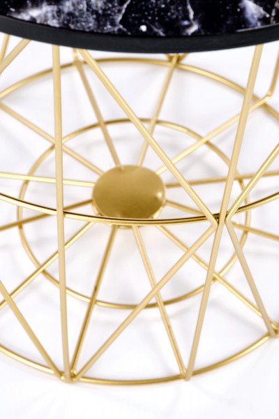 Stolik kawowy okrągły HARISSA_G stelaż - złoty, blat - czarny marmur