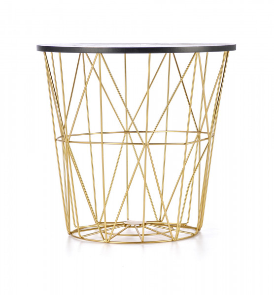 Stolik kawowy okrągły HARISSA_G stelaż - złoty, blat - czarny marmur