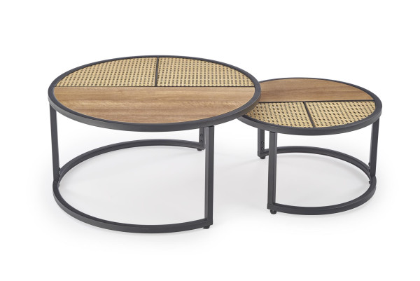 GARMINA zestaw 2 ław dąb złoty / czarny