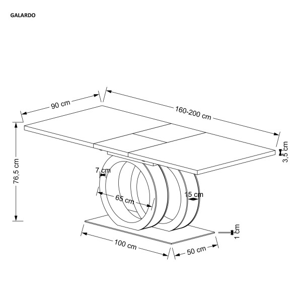 GALARDO stół rozkładany, biały / złoty