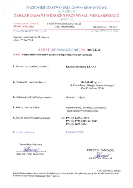 ETHAN fotel gabinetowy popielaty