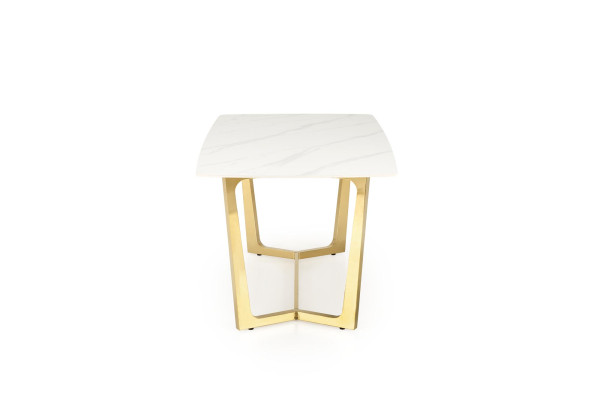 CLEMENTE stół blat - biały marmur, nogi - złoty