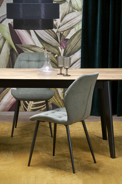 GULIAN stół rozkładany, blat - dąb wotan, nogi - czarny