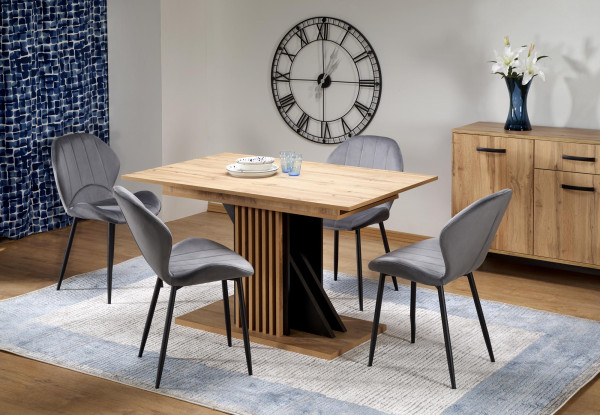 FABIANO stół rozkładany 135-175/85 cm dąb wotan/czarny