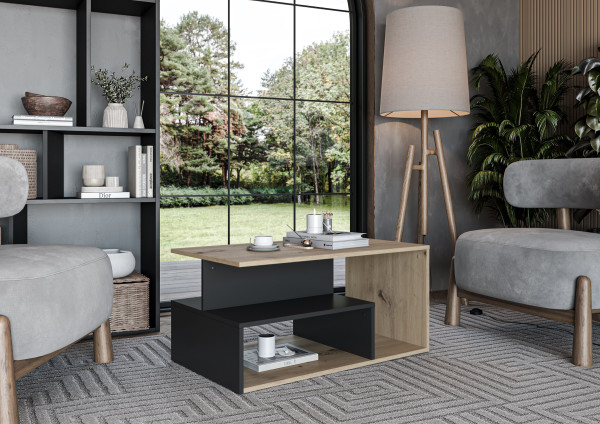 IVA ława, dąb artisan / czarny