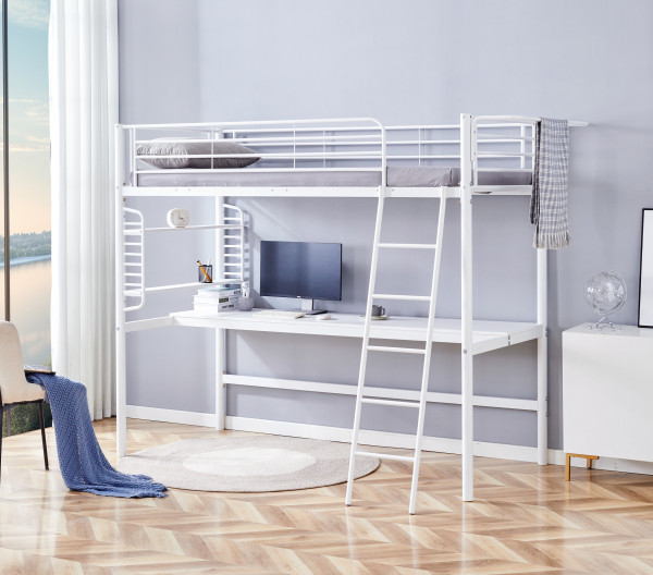 Łóżko LM6-FX piętrowe z biurkiem 90x200 (białe)