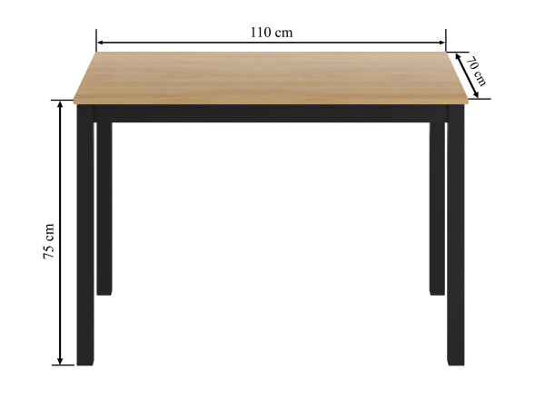 Stół ST36-FX drewniany 70x110 - dąb naturalny + czarny