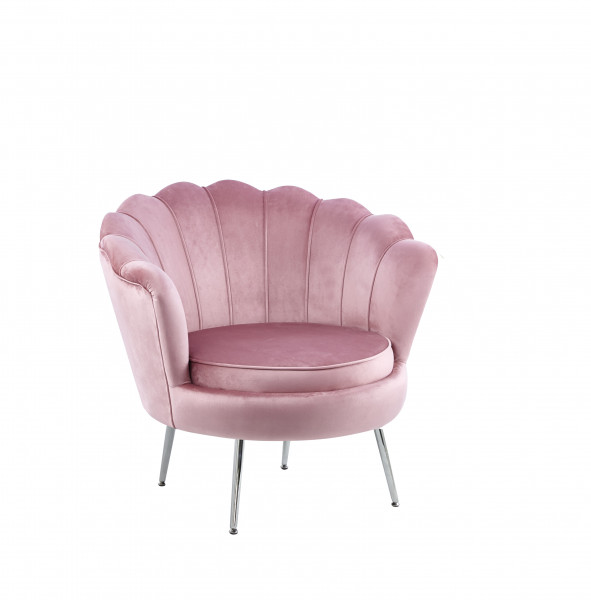 Fotel LC-032-1 velvet (różowy) /nogi chrom (srebrne)/