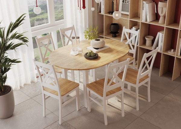 Stół ST3-FX rozkładany (dąb złoty craft/biały) 100(140)x100