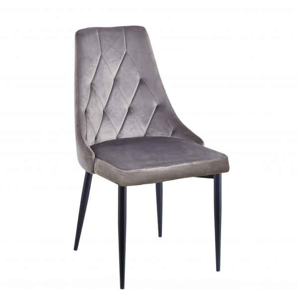 Krzesło velvet (szare) - czarne nogi