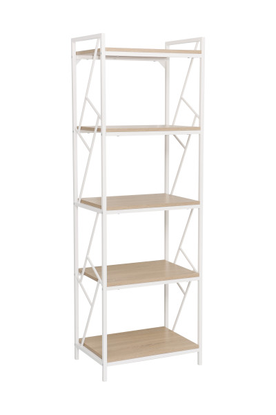 Regał R2(5P)-FX (dąb naturalny/biały stelaż)