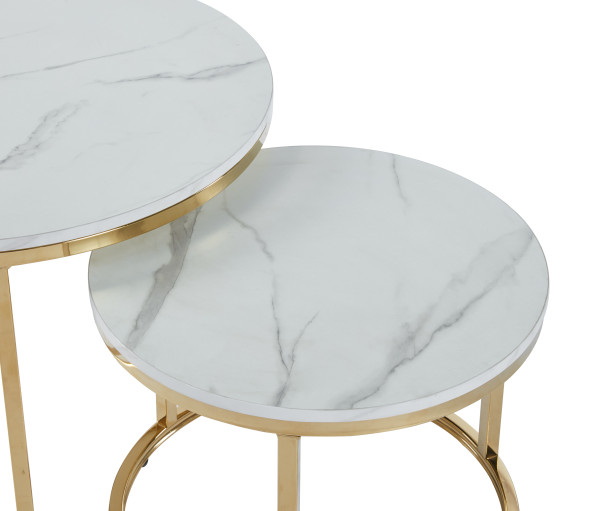 Ława L3-FX (biały marmur/złoty połysk) 70 + 50