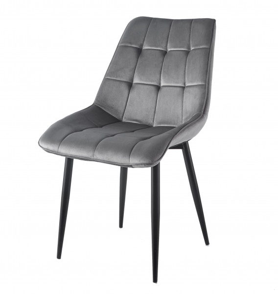 Krzesło tapicerowane do jadalni J262 velvet szare, styl loftowy nowoczesne