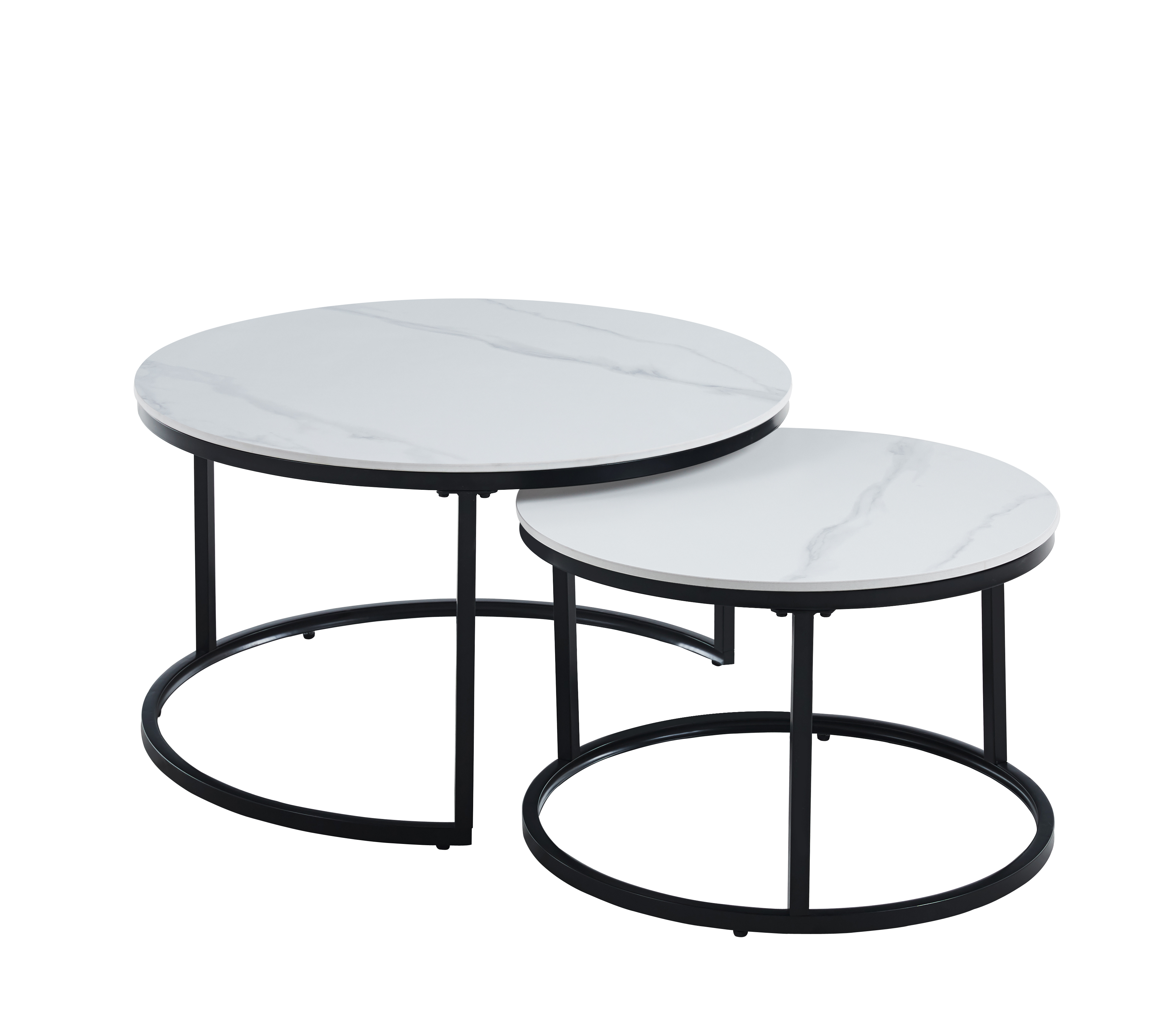 Zestaw dwóch okrągłych stolików kawowych L10-FX (C) czarny/biały