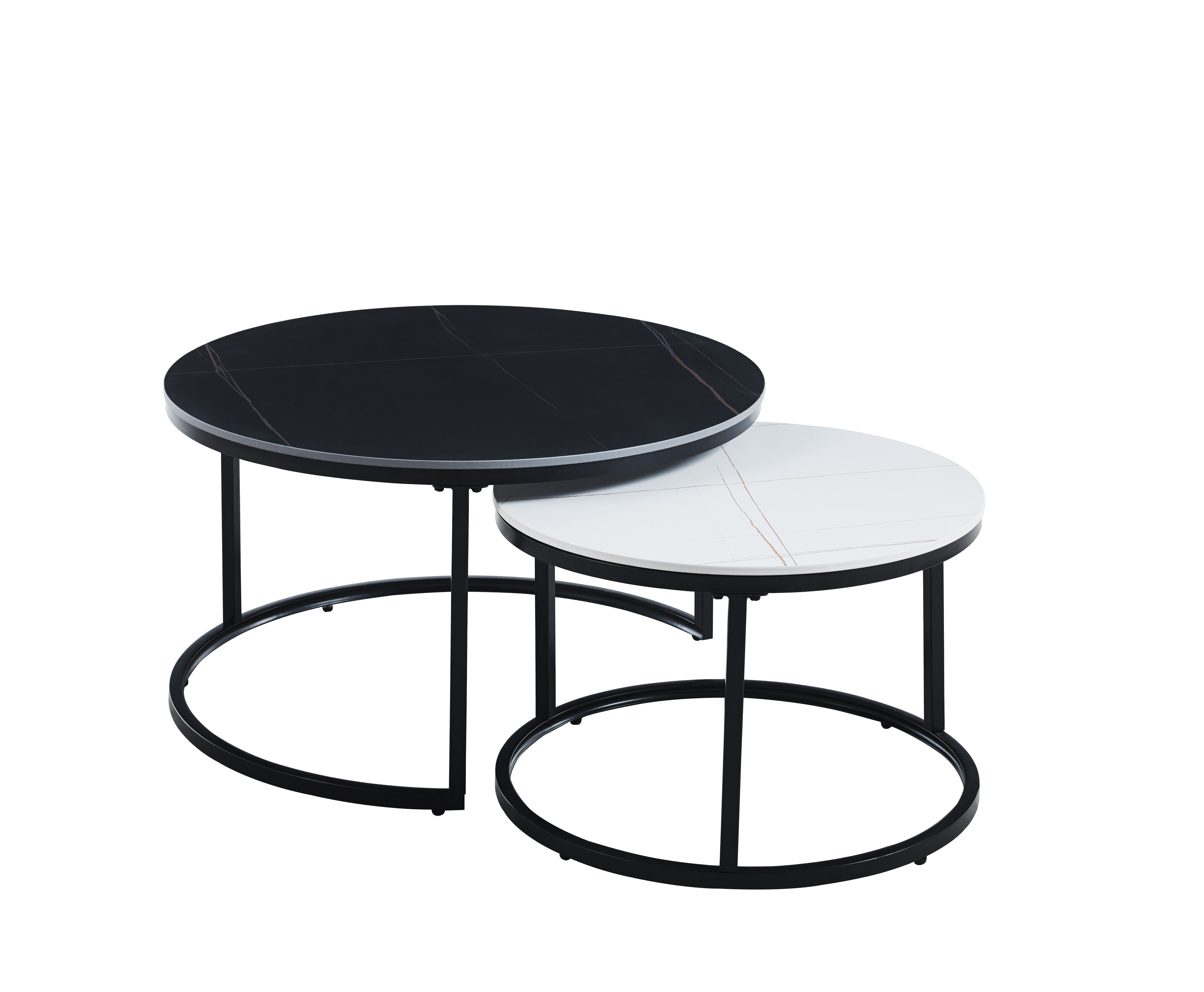 Zestaw dwóch okrągłych stolików kawowych L10-FX (A) biały/ czarny