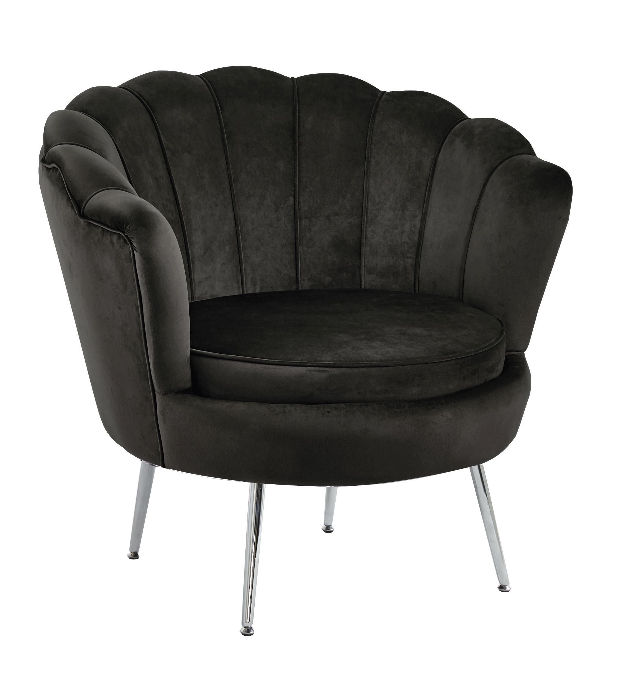 Fotel LC-032-1 velvet (czarny) /nogi chrom (srebrne)/