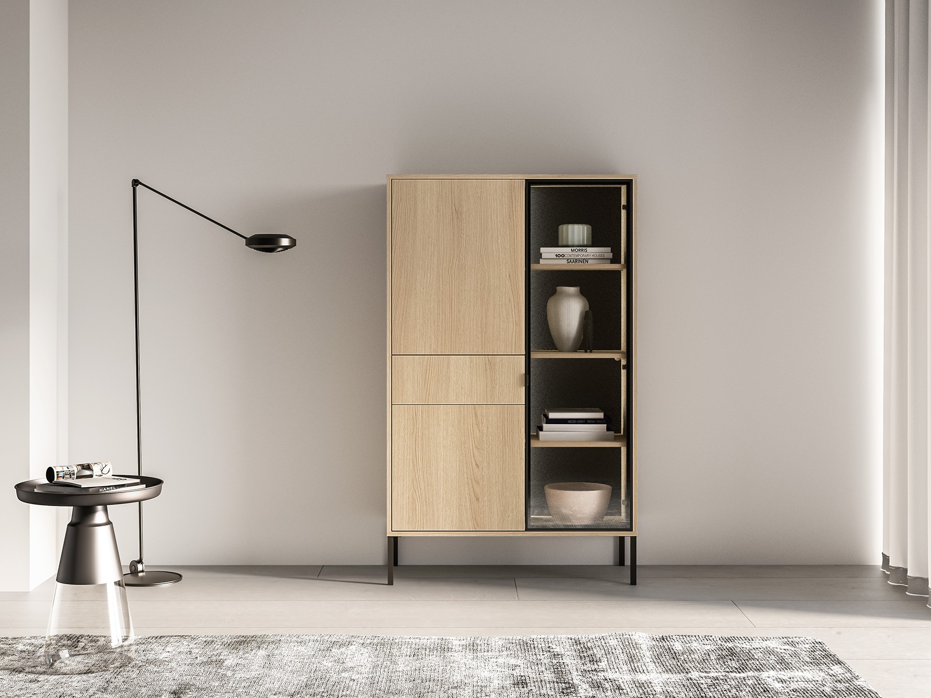 Witryna z oświetleniem BARNEE 01-001 odcienie drewna