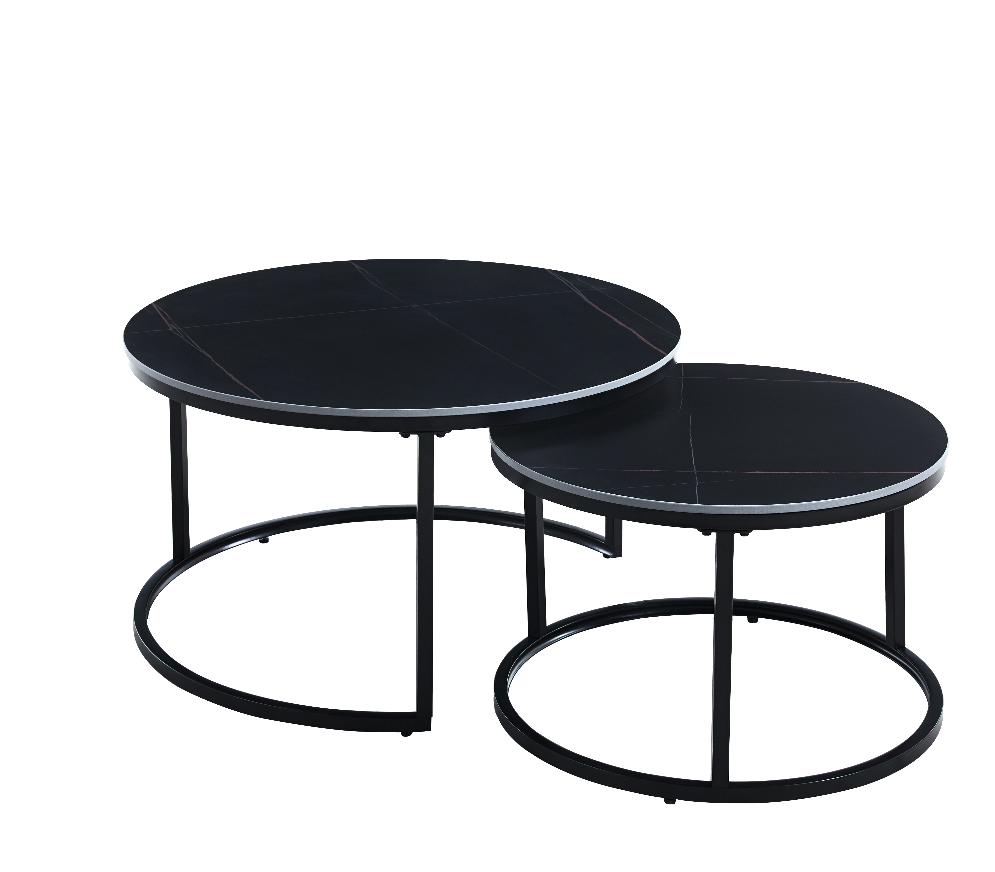 Zestaw dwóch okrągłych stolików kawowych L10-FX (D) czarne