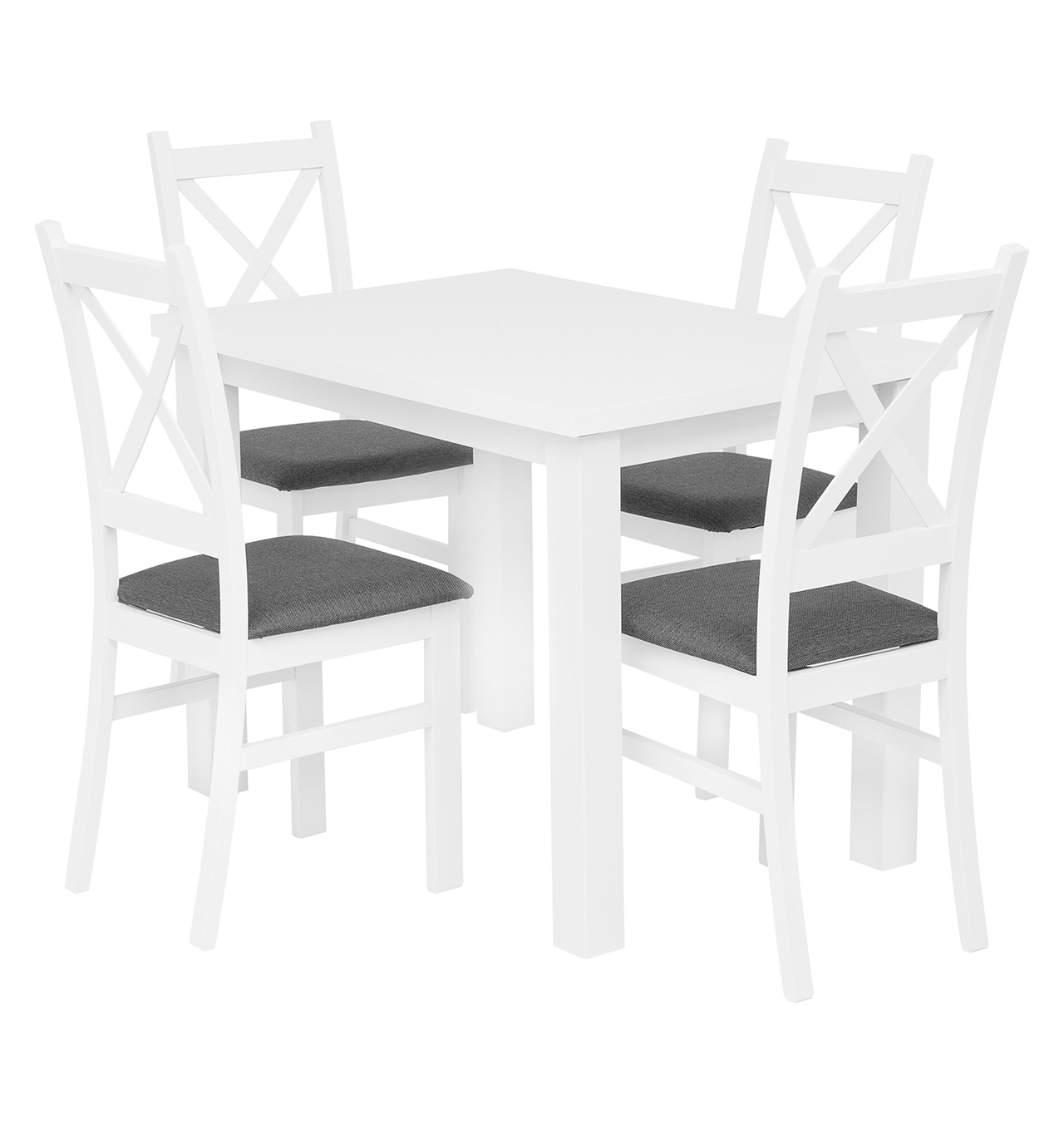 Zestaw stół Monte biały + 4 krzesła Carlo biało/szare